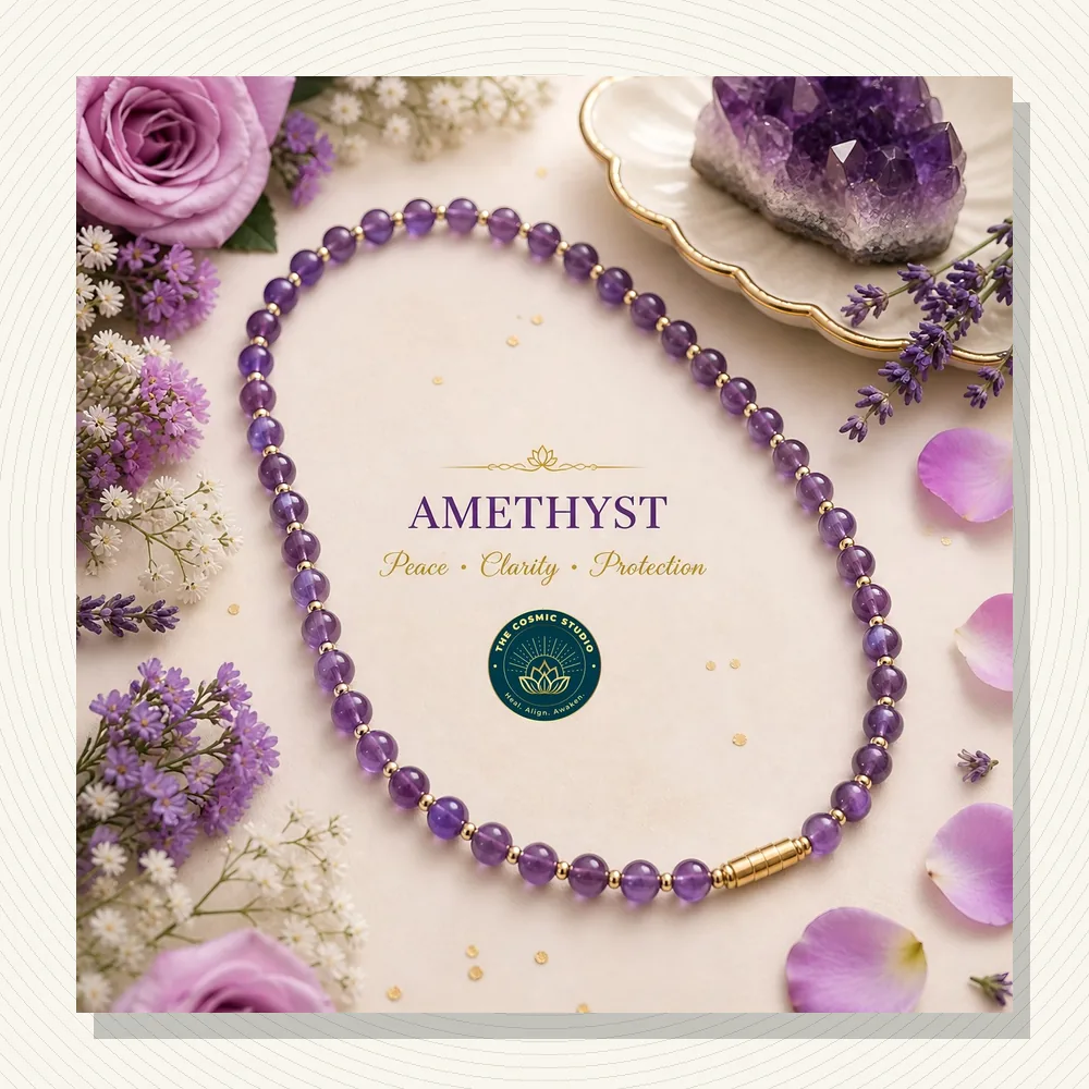 Amethyst Golden Long Mala
